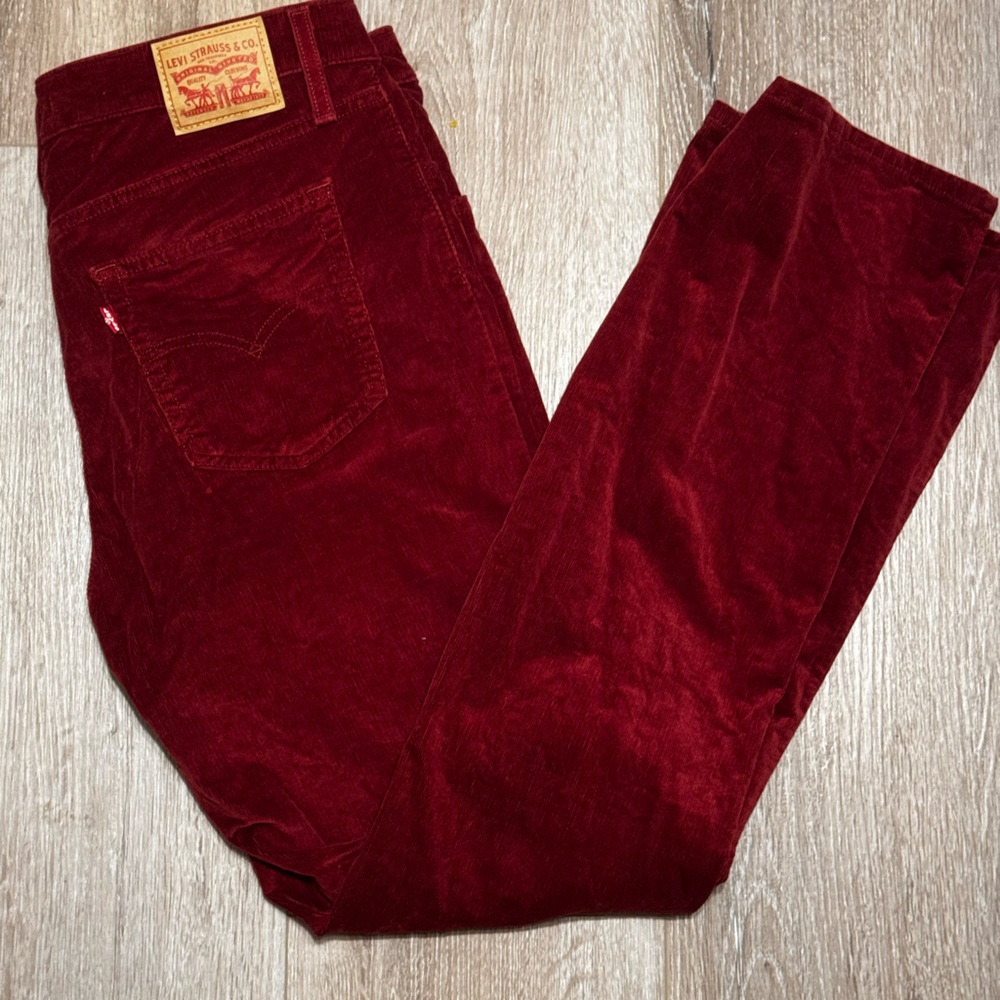 Levi Strauss 725 high rise bootcut red corduroy jeans